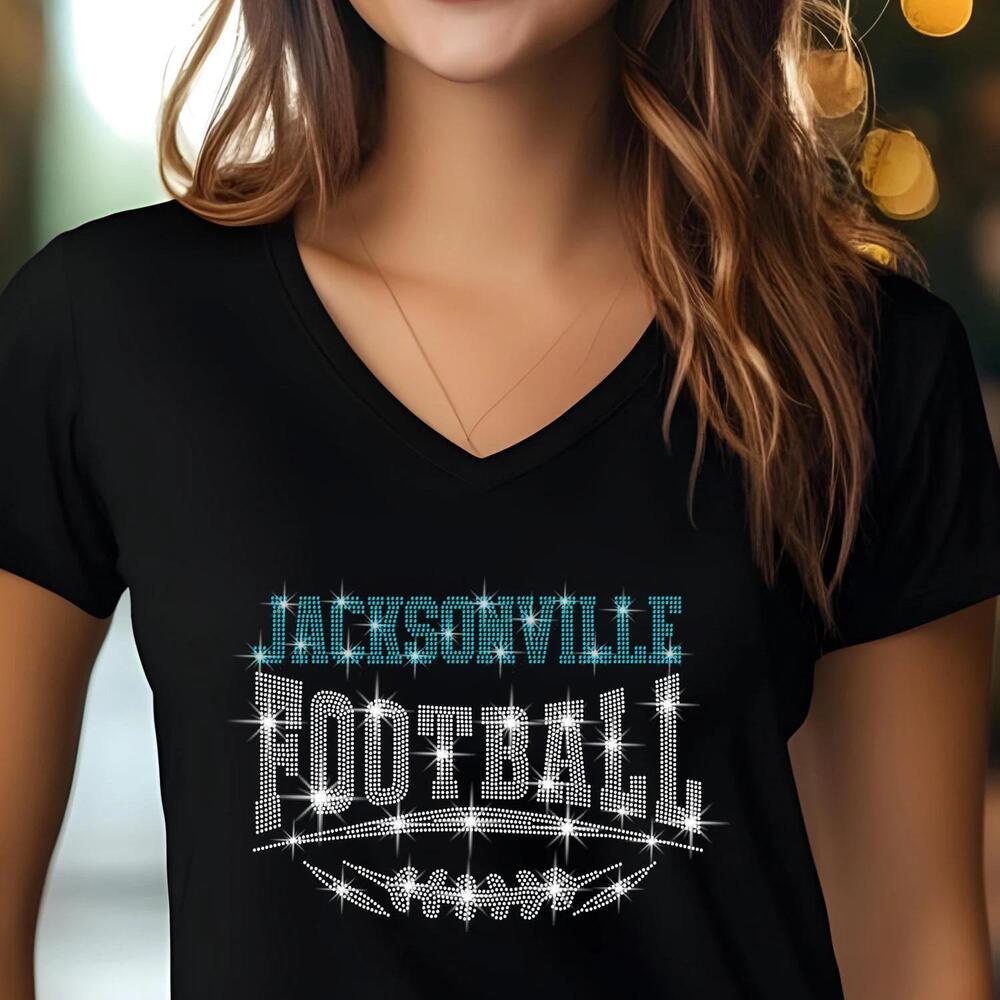 Jacksonville Football Rhinestone Shirt Sparkling Game Day Apparel